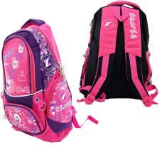 Pink Adjustable Shoulder Backpack With 2 Compartments 2 Zip Side Pockets